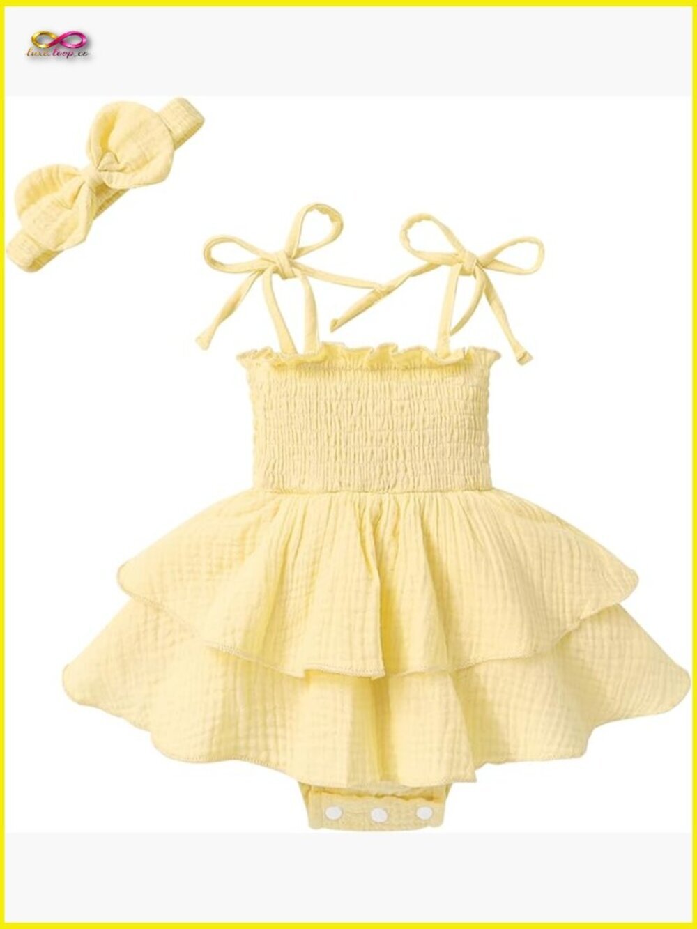 Sleeveless Romper Dress Adjustable Straps Bow Detail Summer Toddler Jumpsuit